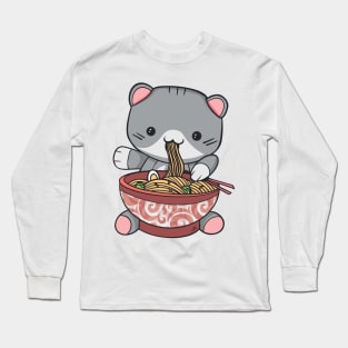 Cute cat ramen Long Sleeve T-Shirt